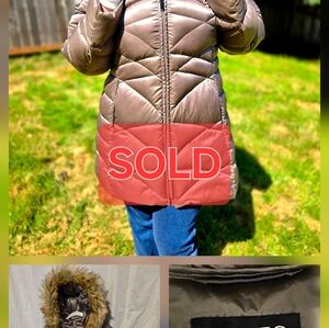 Jones New York Silver Puffer Coat with Insulated Warmth
